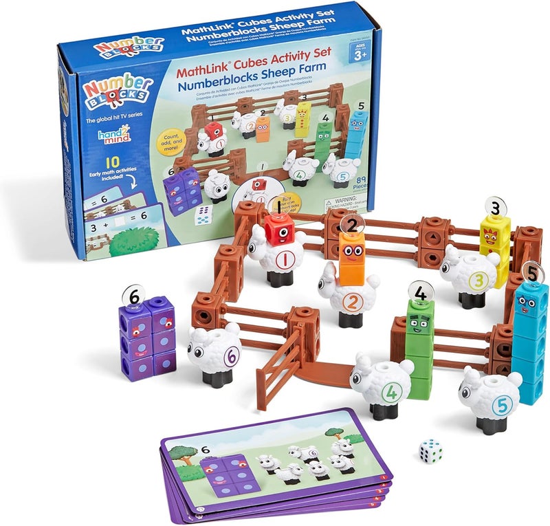 hand2mind hand2mind Numberblocks Sheep Farm MathLink Cubes Activity Set Preschool Learning Activities Counting Blocks Kids Educational Toys Number Math Manipulatives for Preschoolers Easter Gifts for Kids  - Image 1