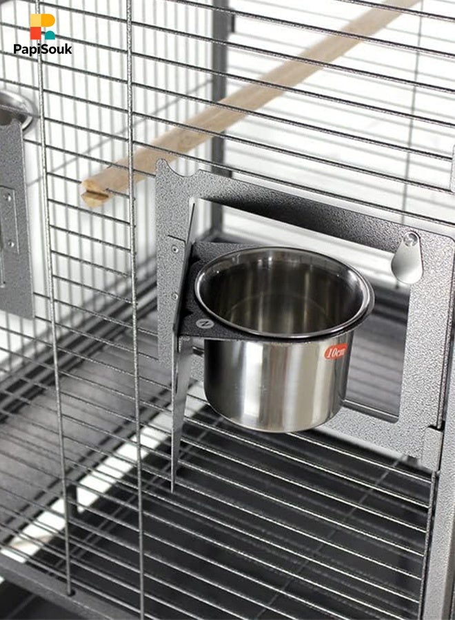 PapiSouk Iron Standing Large Play Top Bird Cage – XL Ultra Wide Parrot Villa for African Grey, Quaker, Cockatiel, Conure & Lovebirds | Includes Removable Trays, Perches & Feeding Doors - Image 5