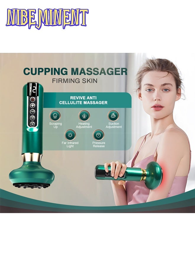NIBEMINENT Portable Adjustable Intensity Cupping Massager, Household Electric Cupping Therapy, 12 Levels of Intensity, Full Body Cupping Tool, 1800mA with Hot Compress Function, Suitable for Home Use and As A Gift, Rechargeable Cupping Device with 8 Steel Balls - Image 2