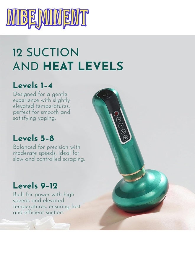 NIBEMINENT Portable Adjustable Intensity Cupping Massager, Household Electric Cupping Therapy, 12 Levels of Intensity, Full Body Cupping Tool, 1800mA with Hot Compress Function, Suitable for Home Use and As A Gift, Rechargeable Cupping Device with 8 Steel Balls - Image 4
