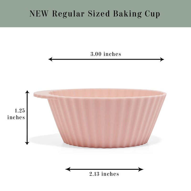 The Silicone Kitchen Reusable Silicone Baking Cups Silicone Muffin Liners for Cupcakes, BPA Free, 12 Pack, Regular, Pink Gray Blue - Image 4