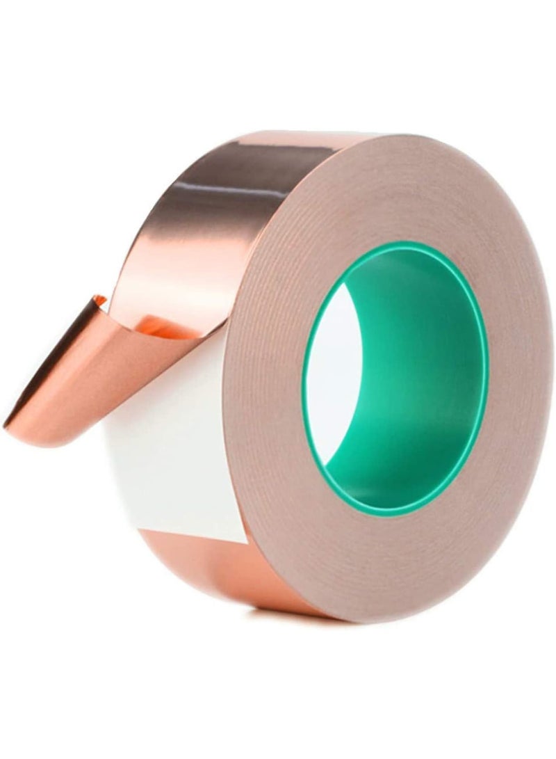 Cobest Copper Foil Tape, 1.18 Inch x 82 Feet with Cu 99.95% and Conductive Adhesive, Heavy Duty Double Conductivity Metal Ducts Tape, for Guitar Shielding EMI/EMF/RFI, Snail Repellent, Stained Glass - Image 2