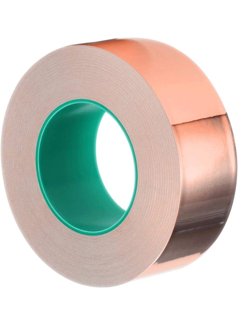 Cobest Copper Foil Tape, 1.18 Inch x 82 Feet with Cu 99.95% and Conductive Adhesive, Heavy Duty Double Conductivity Metal Ducts Tape, for Guitar Shielding EMI/EMF/RFI, Snail Repellent, Stained Glass - Image 3