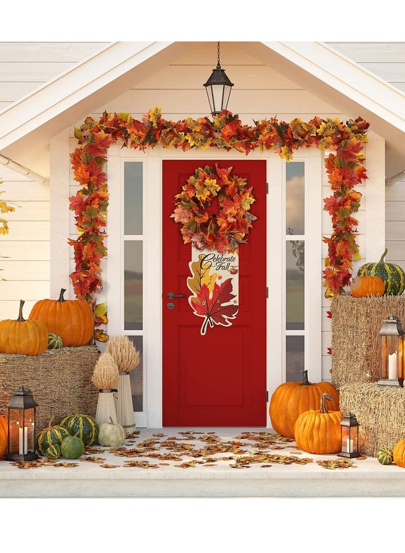 دايتويز إكليل أوراق الخريف، إكليل معلق من الكروم، إكليل من أوراق القيقب الصناعية، ديكور للمنزل، حفل زفاف، مدفأة - Image 2