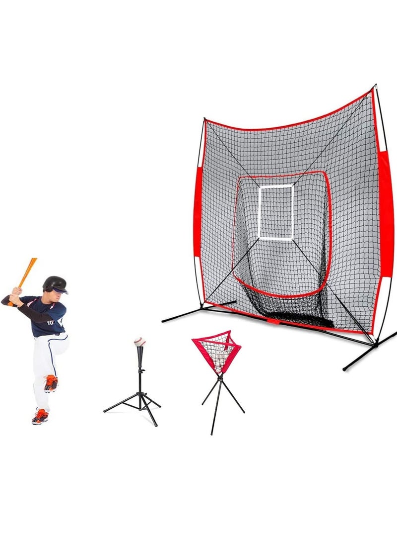 Royal Polar - Baseball Practice Net 7ft x 7ft Softball Practice Net Hitting Batting Catching Pitching Training Net with Strike Zone Fielding Net with Carry Bag Metal Bow Frame Great for All Skill Levels - Image 1