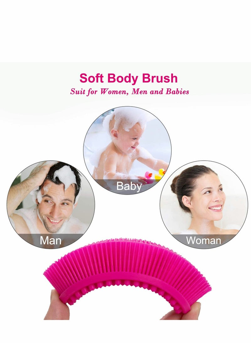 2Pcs 2-in-1 Silicone Bath & Shampoo Brush - Exfoliating Body Scrubber & Scalp Massager, Easy to Clean for Wet & Dry Use - Image 4