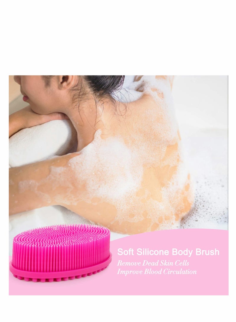2Pcs 2-in-1 Silicone Bath & Shampoo Brush - Exfoliating Body Scrubber & Scalp Massager, Easy to Clean for Wet & Dry Use - Image 3