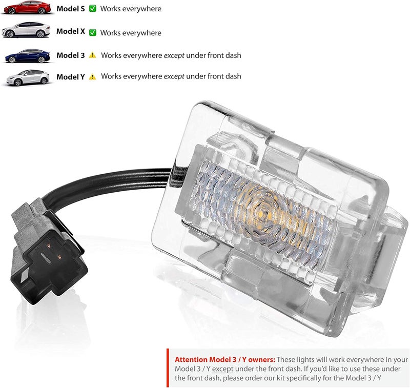 Oznium Ultra-Bright Easy-Plug Replacement LED Interior Lighting Upgrade for Tesla Models S, X, 3, and Y - 4 Pack - Image 2
