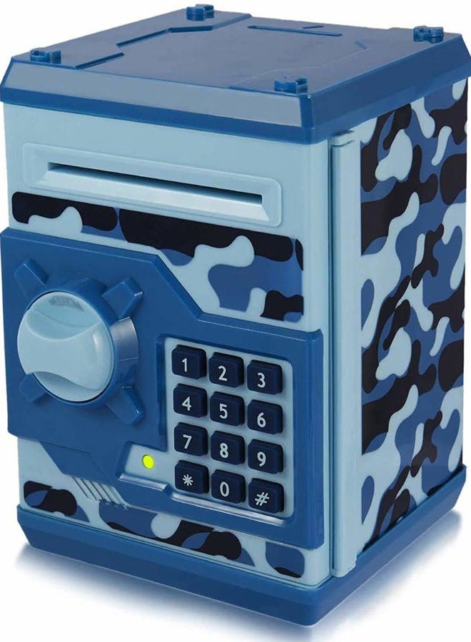 TOPBRY Piggy Bank for Kids,Electronic Password Piggy Bank Kids Safe Bank Mini ATM Piggy Bank Toy for 3-14 Year Old Boys and Girls (Camouflage Blue) - Image 1