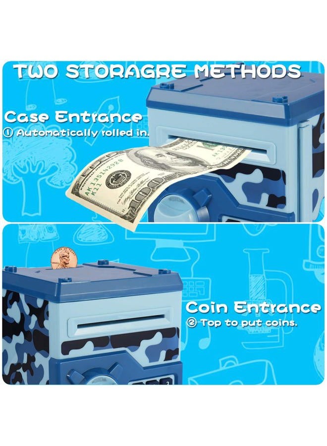 TOPBRY Piggy Bank for Kids,Electronic Password Piggy Bank Kids Safe Bank Mini ATM Piggy Bank Toy for 3-14 Year Old Boys and Girls (Camouflage Blue) - Image 2