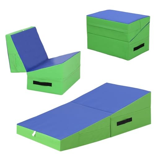 FDW Gymnastics Mat Incline IndoorOutdoor Tumbling Mats yoga mat for Home Gym Folding Exercise Mat with NonSlip Surface Handles Cheese Wedge Mat - Image 1
