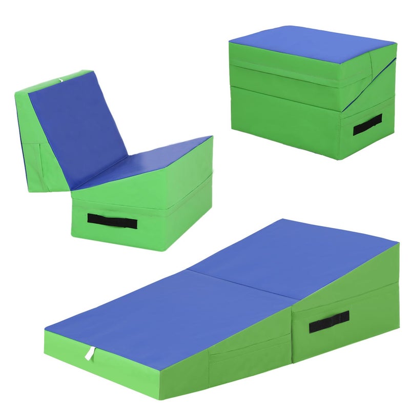 FDW Gymnastics Mat Incline IndoorOutdoor Tumbling Mats yoga mat for Home Gym Folding Exercise Mat with NonSlip Surface Handles Cheese Wedge Mat - Image 2