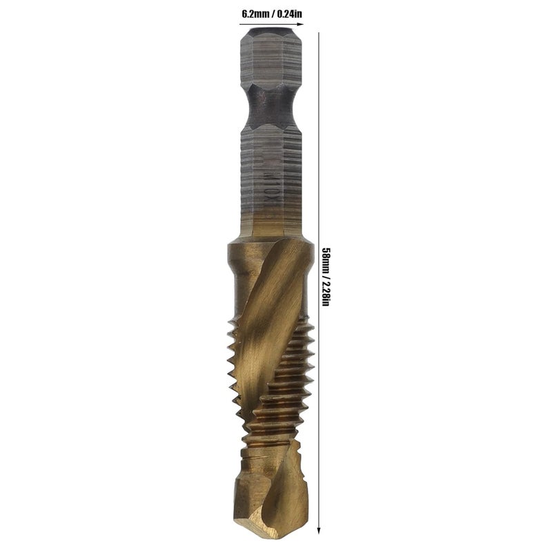 VINGVO Drill Tap، مجموعة مثقاب الحفر السداسي المطلي بمقبض لولبي مترادف لثقب الخشب (M10) - Image 2