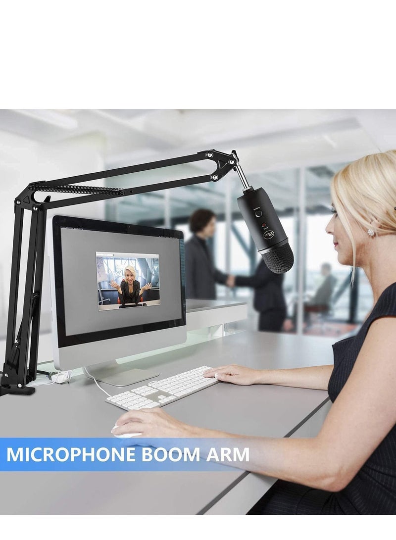 XiuWoo Adjustable Suspension Boom Scissor Upgraded Heavy Duty Clamp Microphone Arm Stand With Pop Filter, 3/8 To 5/8 Adapter, Mic Clip, For Blue Yeti Nano Snowball Ice And Other(without Microphone)  - Image 2