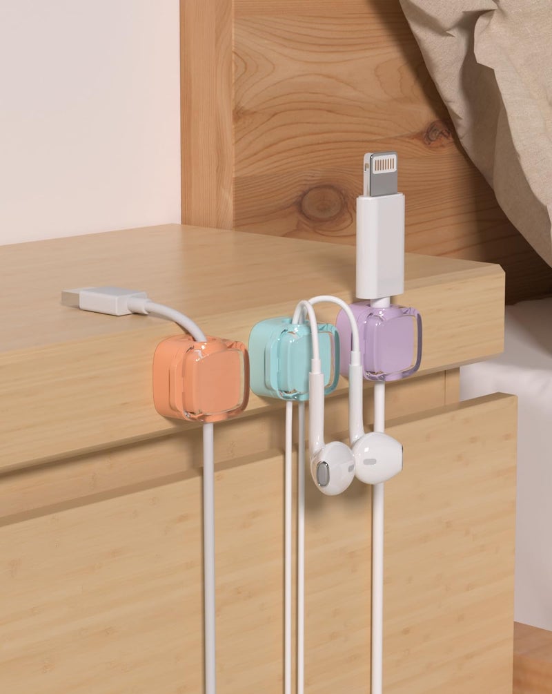 COOCAT Magnetic Cable Clips  Adjustable Cord Holder Management  Adhesive Wire Keeper Organizer For Home Office Desk Phone Pc Car Wall Desktop Nightstand Appliance (9-Pcs White) - Image 3