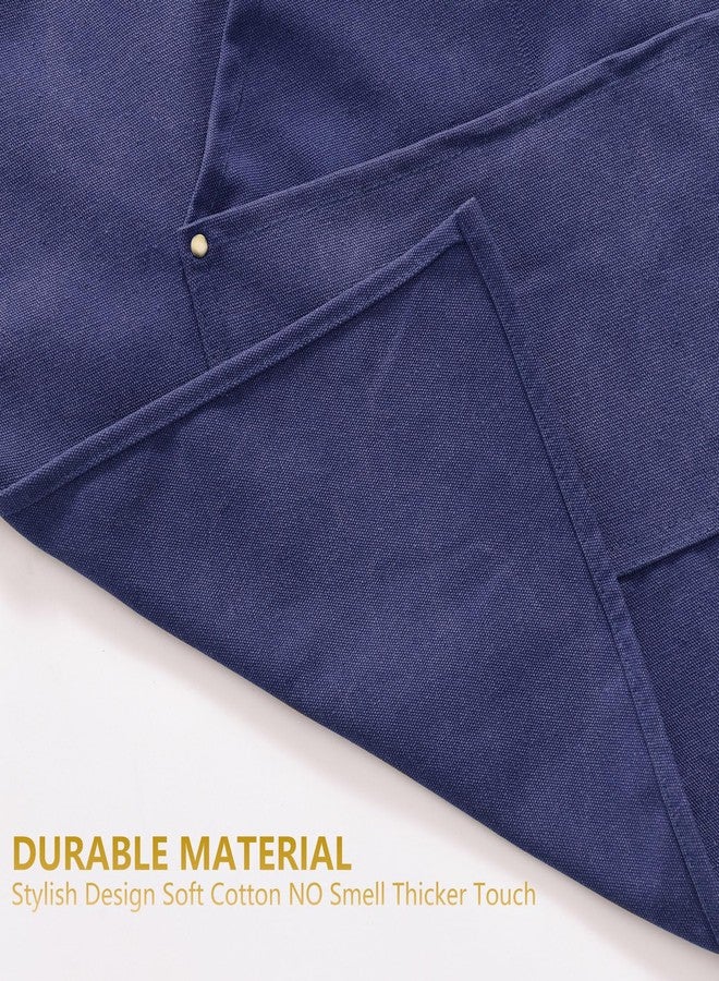 Aoomzoon Canvas Aprons for Men Chef Apron, Work Apron with Large Pockets - Durable 16oz Heavy Duty Cross Back, BBQ, Cooking (Blue, 1 Pack) - Image 5