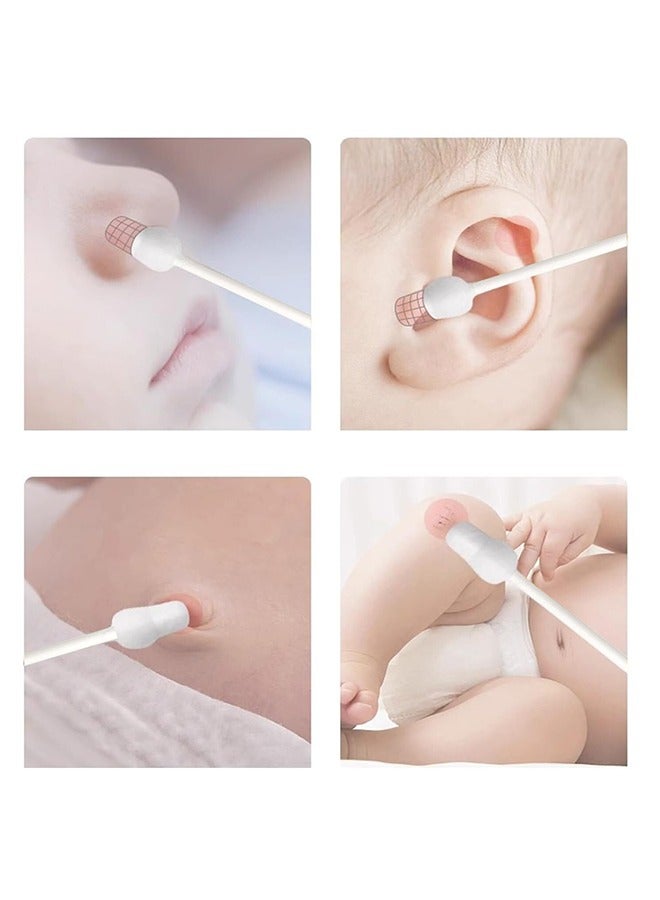 Baby Cotton Swabs with Big Tip for Newborns, Babies, Kids Made From 100% Cotton Swabs, 56 Sticks