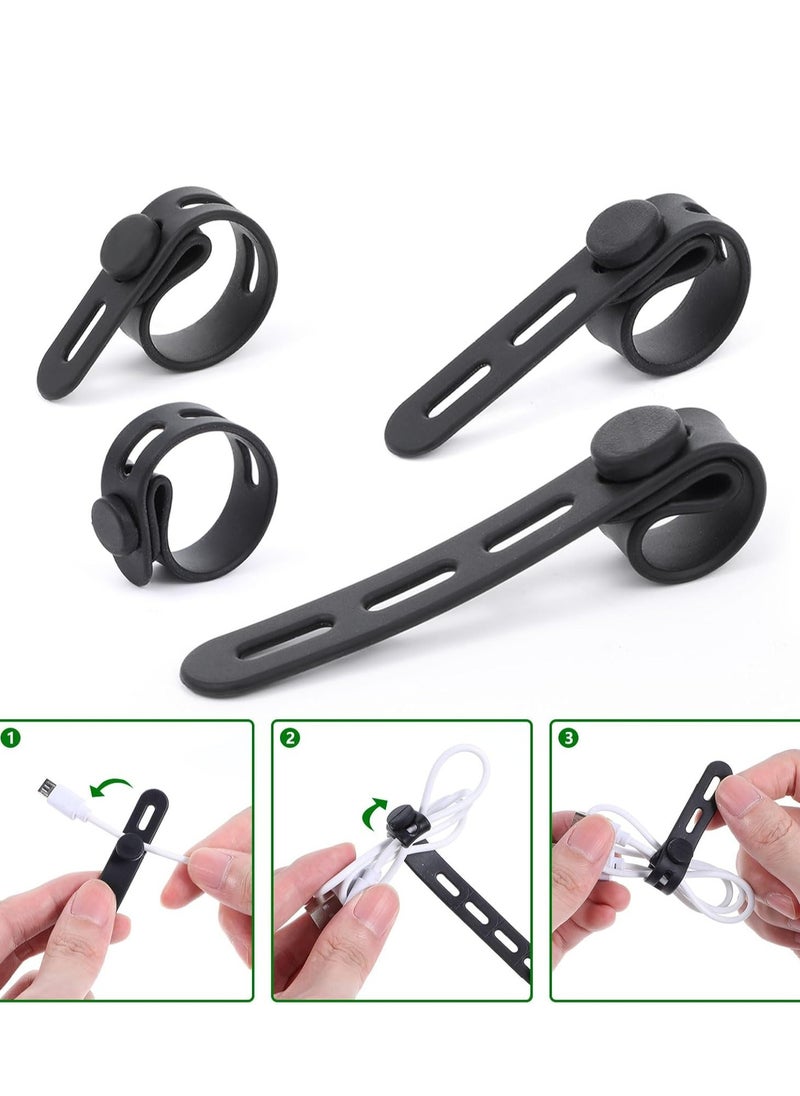 Oasisgalore - 10 Pcs Silicone Cable Ties, Wires Cord Organizer for Wire Management and Charger Cable Organization. - Image 1