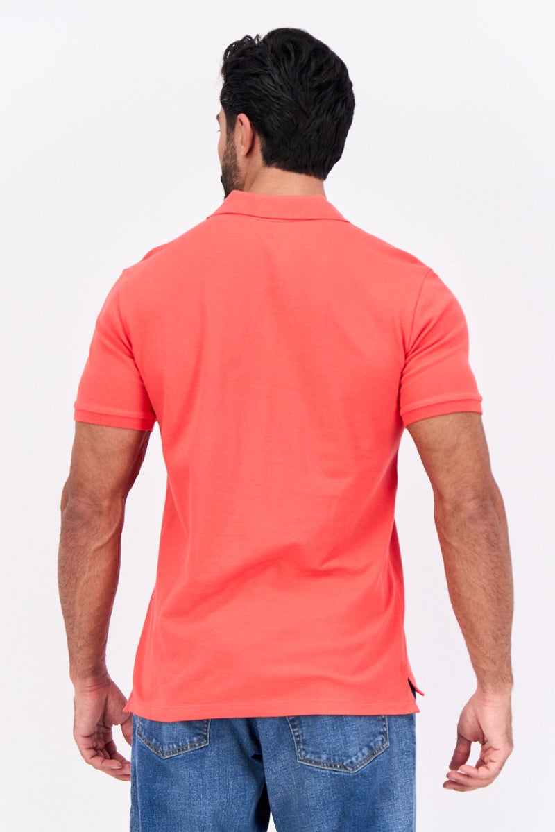 GAP Men Stretch Fit Solid Logo Short Sleeves Polo, Red - Image 4