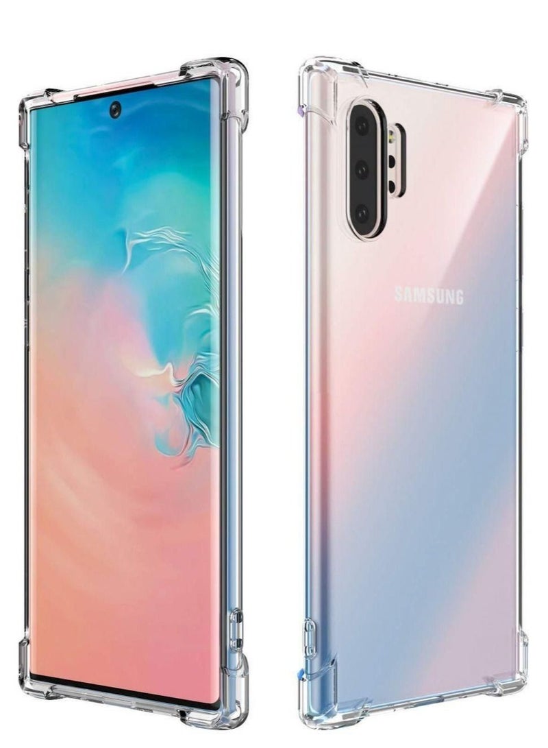 شيزي جراب واقٍ من الكريستال النحيف الناعم من السيليكون مزود بمصدات زاوية لهاتف Samsung Galaxy Note 10 Pro شفاف - Image 2