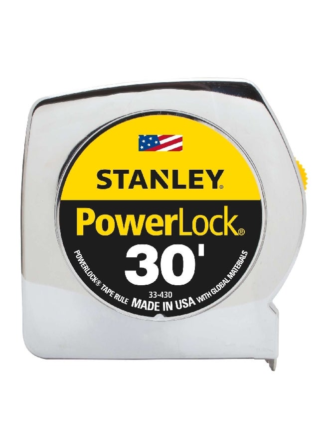 ستانلي باورلوك شريط قياس عالي التأثير مقاوم للتآكل أصفر وفضي 30 قدم × 1 بوصة 21466 - Image 1