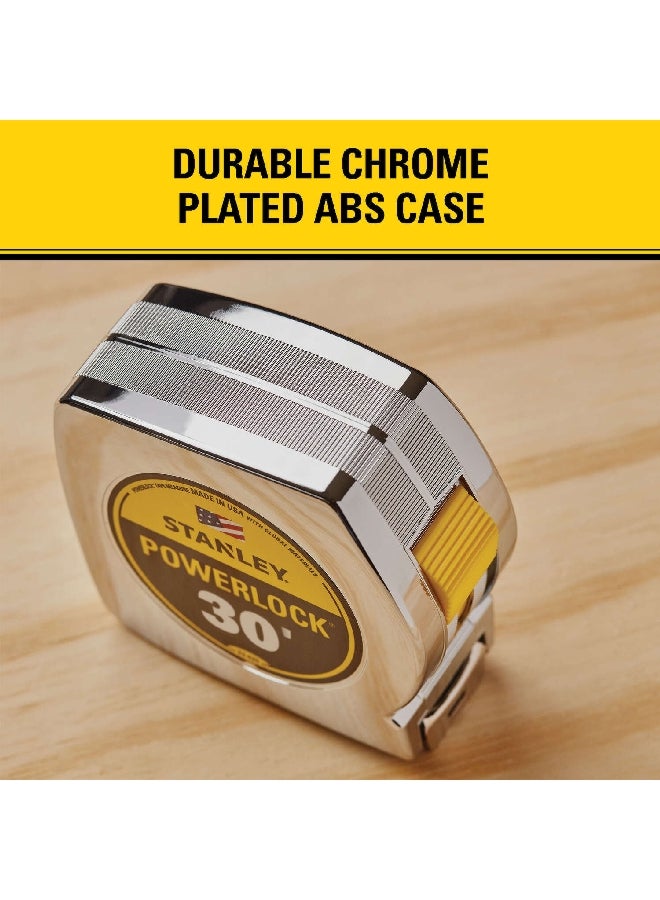 ستانلي باورلوك شريط قياس عالي التأثير مقاوم للتآكل أصفر وفضي 30 قدم × 1 بوصة 21466 - Image 4