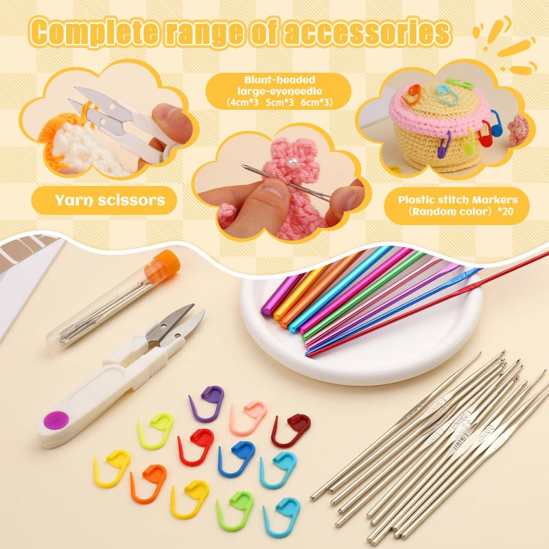IMZAY 54 Pcs Crochet Hooks Set, 0.6mm-6.5mm Crochet Needles for Yarn Crochet Kits for Beginners, Ergonomic Crochet Hooks with Knitting Accessories, Crochet Supplies, Knitting Needles for Crocheters - Image 5