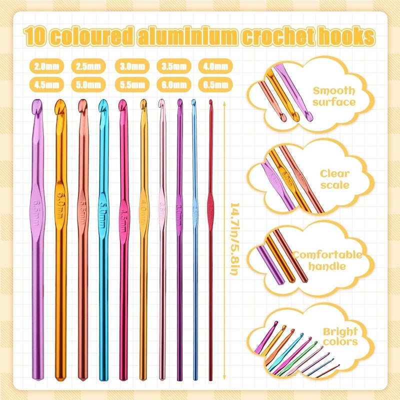 IMZAY 54 Pcs Crochet Hooks Set, 0.6mm-6.5mm Crochet Needles for Yarn Crochet Kits for Beginners, Ergonomic Crochet Hooks with Knitting Accessories, Crochet Supplies, Knitting Needles for Crocheters - Image 3