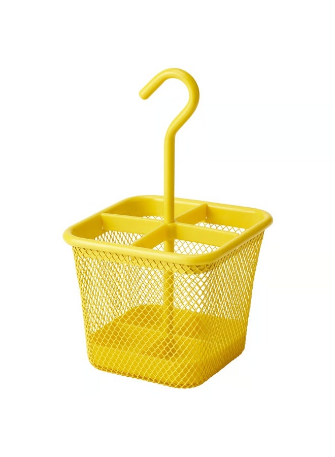 Cutlery Caddy – Compact 12x12 cm Utensil Holder for Kitchen or Dining Table, Vibrant Yellow – Organizer for Spoons, Forks, Knives, and Straws  - Image 1