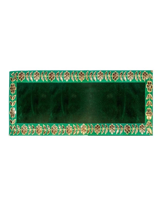 Dulhan Designer Pooja Cloth for Mandir Pack of 2 Long 10x30 Inch Green Velvet Altar Cloth Puja Aasan for Puja Table Chowki God Idol Sitting Mandir Kapda Baithak Mat - Image 5