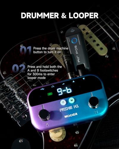 Mooer معالج تأثيرات متعدد MOOER M1 لسماعات الرأس، دواسات جيتار باص مع 128 نموذج تأثير جيتار و 21 نموذج تأثير باص و 10 ميترو نوم و 40 إيقاع درام و 80 ثانية لوبر وتسجيل USB OTG ومخرج سماعات الرأس. - Image 3