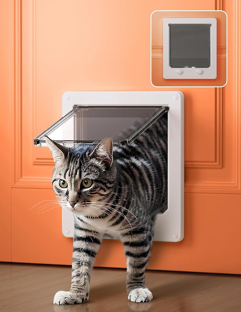 LIBBEPET Cat Door Interior Door Indoor Cat Doors XLarge Pet Doors for Cats Up to 25 lbsFrame Size 98 x 116 Upgraded 4 Way Locking Kitty Door for Interior Exterior Doors Easy to Install