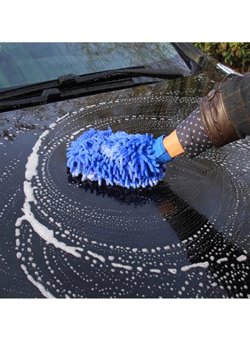 3XR Double Sided Microfiber Ultra Soft Car Washing Mitt Reusable Duster Gloves for Wet/Dry Application 1PCS Blue - Image 4