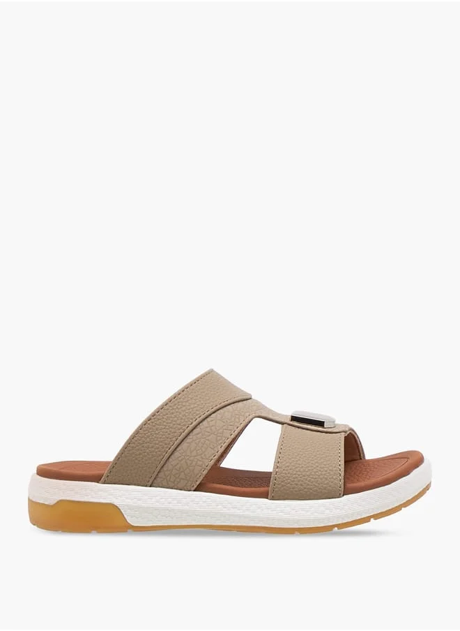 Le Confort Boys Textured Arabic Sandals with Metal Accent