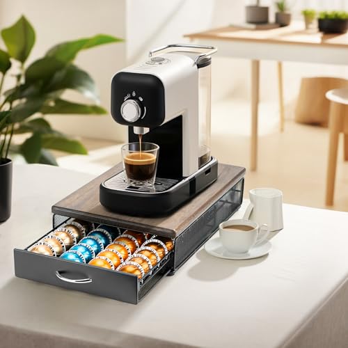 HiveNets for Vertuo Coffee Capsule Storage Drawer Compatible with Nespresso Vertuoline Pods Holder Metal and Wood Top Organizer can hold 40 Pods - Image 3
