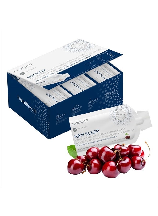 Healthycell REM Sleep, Adult Sleep Aid, Extra Strength Sleep Supplement to Fall Asleep, Stay Asleep, Sleep Deep, Achieve REM, Wake Refreshed with Melatonin, Lemon Balm, GABA, MICROGEL (30 Gel Packs) - Image 1