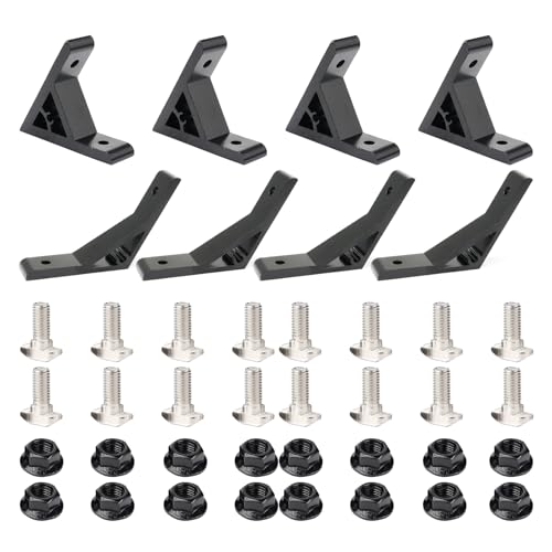 BLCCLOY 4Pcs 45deg, 4Pcs 135deg 2020 Aluminum Extrusion T Slot Angle Bracket 20 Series Extruded Hardware 45 Degree Joint Corner Connector for 45° 135 Degree 20/20 80 20 2040 Black Aluminum Profile - Image 1