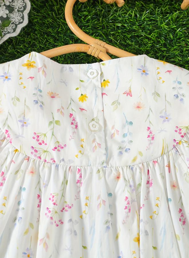 Take Two Girls Embroidery Round Neck A-Line Dress - Image 5