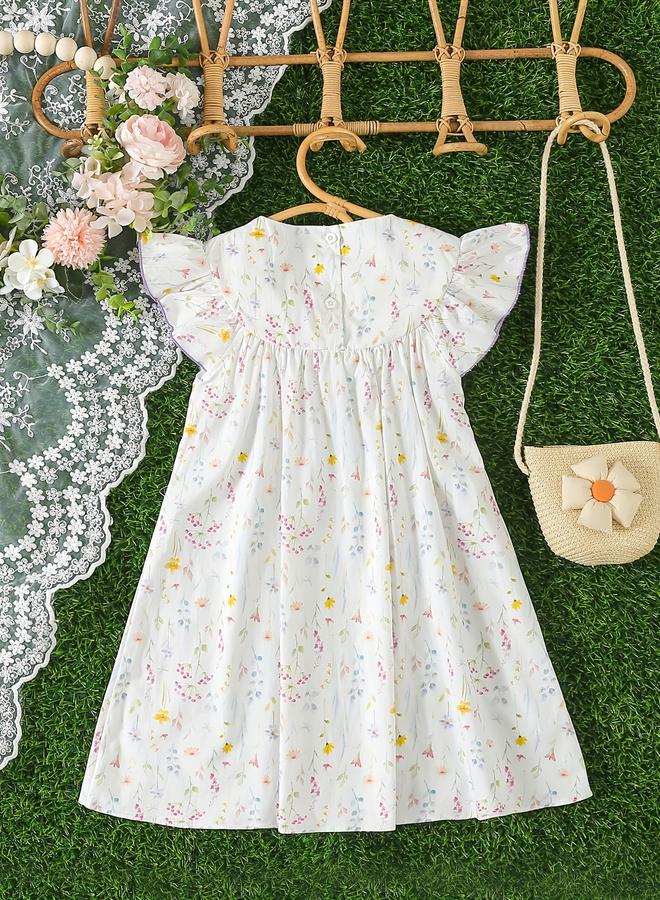 Take Two Girls Embroidery Round Neck A-Line Dress - Image 2