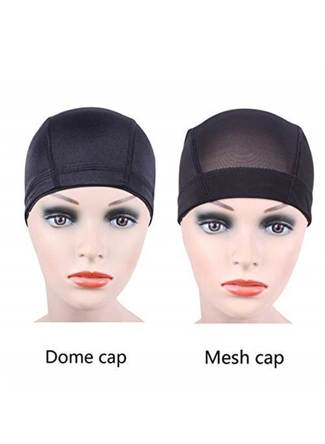 yantaisiyu 2 pcs/lot Black Dome Caps Wig Caps for Wig Making Stretchable Hairnets Wig Cap with Wide Elastic Band (Dome Cap M) - Image 2