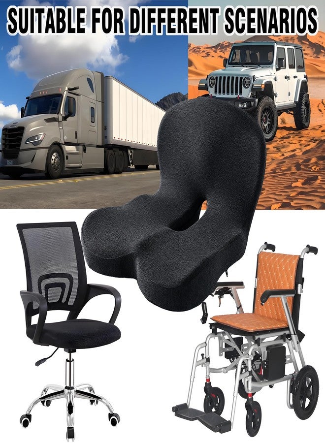 SAMLOO Ergonomic Seat Cushion for Back Pain & Sciatica Relief – Memory Foam Chair Pad for Office Chairs Wheelchair Car & Truck Drivers – Non-Slip Design for Long Sitting Comfort (Black) - Image 5
