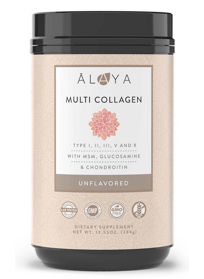 Alaya Naturals - Alaya Multi Collagen Powder Type I Ii Iii V X Hydrolyzed Collagen Peptides Protein Powder Supplement With Msm + Gc (Unflavored) - Image 1