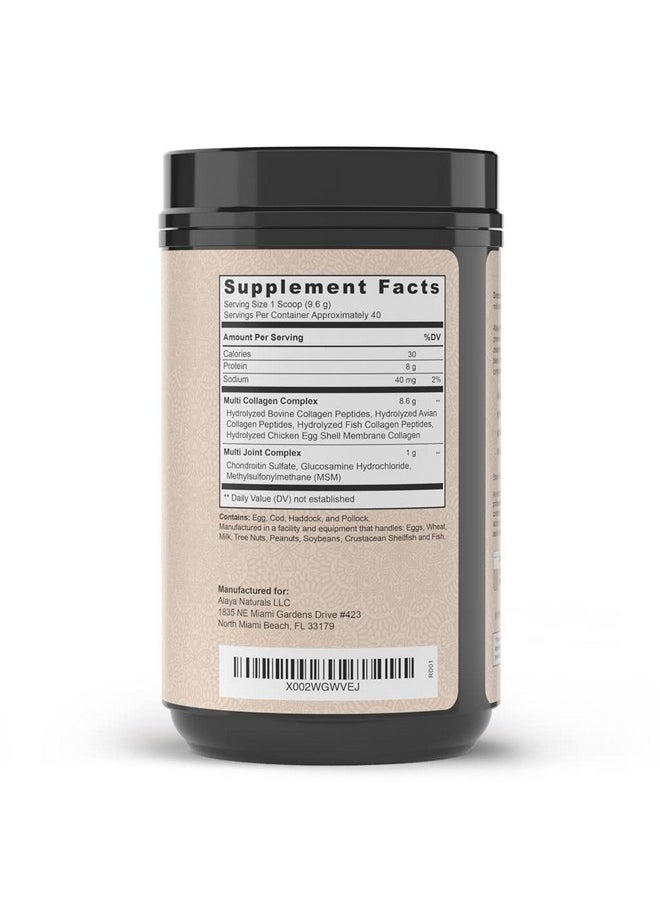 Alaya Naturals - Alaya Multi Collagen Powder Type I Ii Iii V X Hydrolyzed Collagen Peptides Protein Powder Supplement With Msm + Gc (Unflavored) - Image 1
