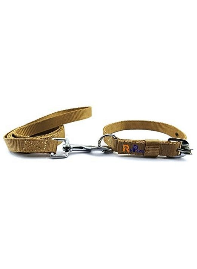 طقم مقود وطوق من النايلون 22 مم، شريط ناعم قابل للتعديل للكلاب مقاس 0.75 بوصة، طقم طوق ومقود مثالي للكلاب الصغيرة والمتوسطة والجراء (بني فاتح) - Image 4