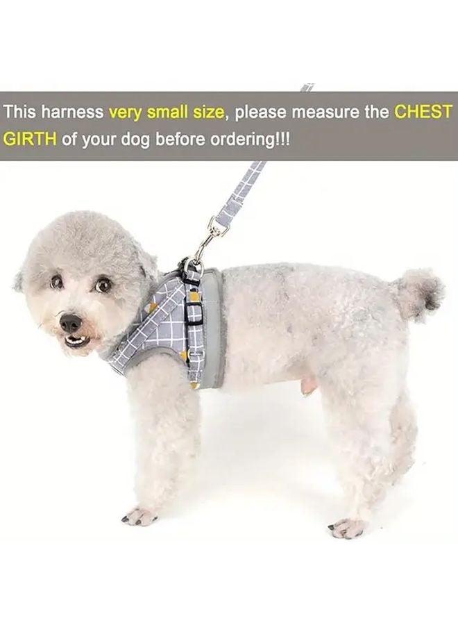 Gray Plaid No Pull Dog Harness And Leash Set For Small Medium Dogs - Image 2