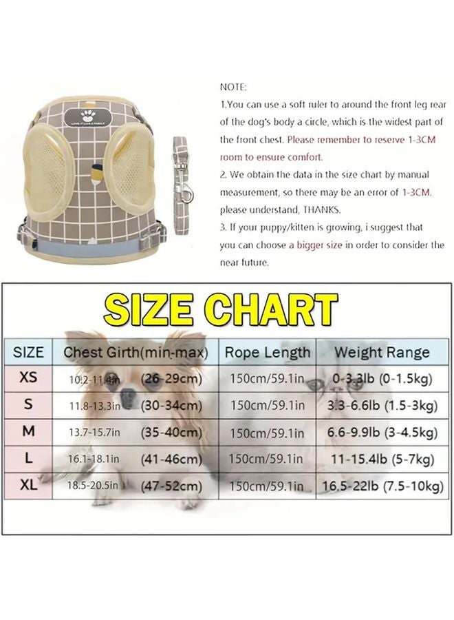 Gray Plaid No Pull Dog Harness And Leash Set For Small Medium Dogs - Image 4