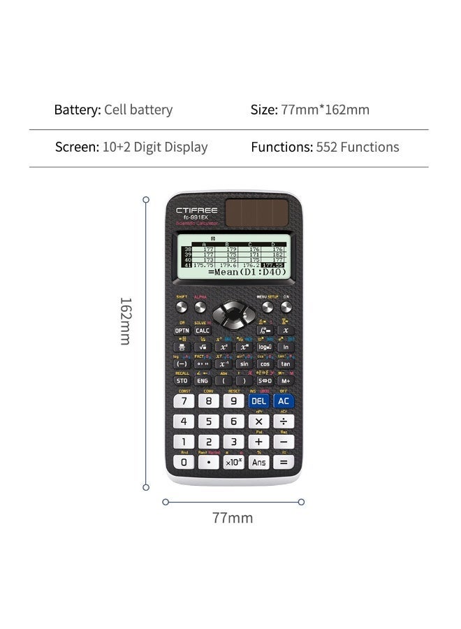 CTIFREE FX991EX Scientific Calculator with 552 Functions, Matrix and Equation Solving - Image 3