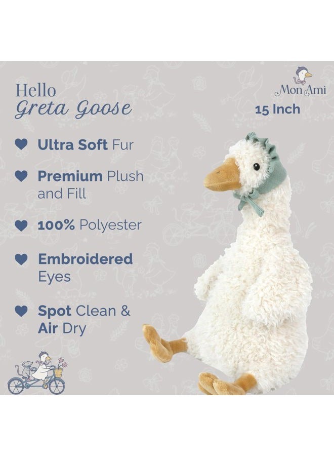 Mon Ami Greta Goose Stuffed Animal – 15” Plush Toy for Kids, Cute & Adorable, Embroidered Eyes & Beads, Soft & Cuddly, Nursery Décor, Premium Quality Plush, Huggable Toy - Image 2
