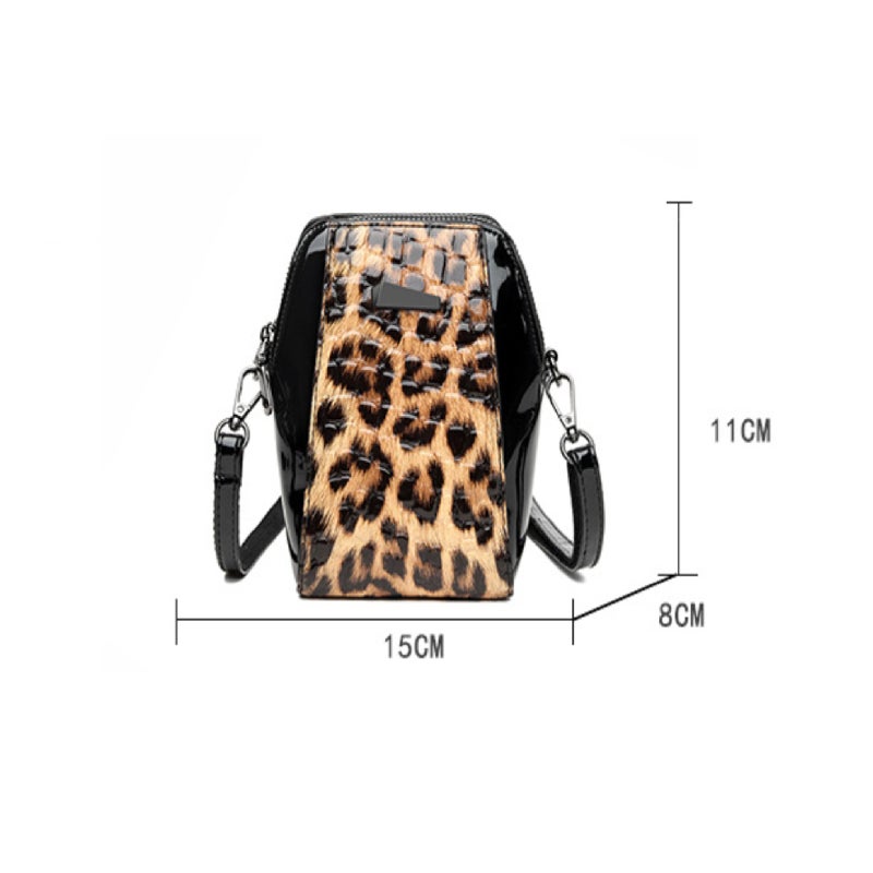 Leopard print patent leather shoulder bag, crossbody bag - Image 4