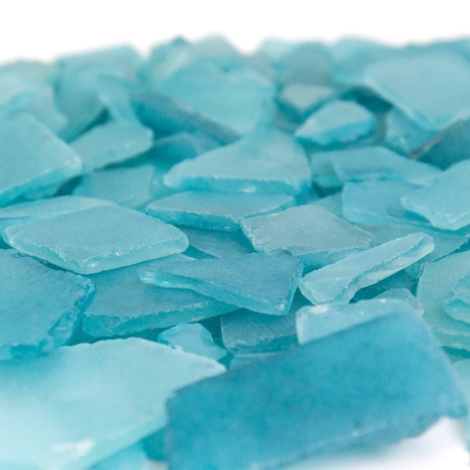 SEA GLASS 16 OUNCES LIGHT BLUE MULTIPLE COLOR CHOICES CRUSHED GLASS VASE FILLER AQUARIUM NAUTICAL DCOR FOR ART CRAFTS FLAT FROSTED DYED COLOR STONE